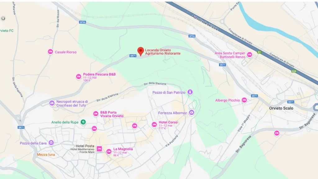 Map: Locanda Orvieto Ristorante Agriturismo, Strada della Stazione 23, Orvieto Scalo